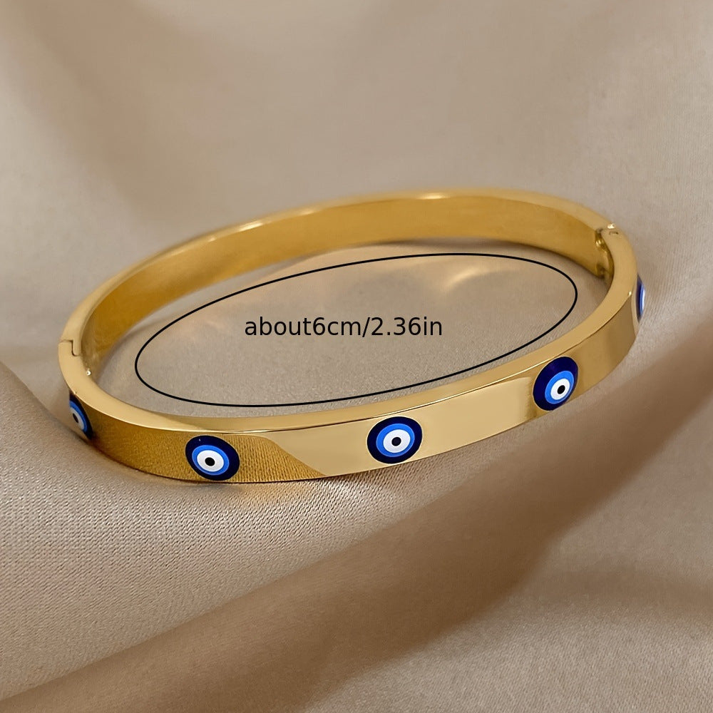 SparkShift Gold Evil Eye Bangle Bracelet
