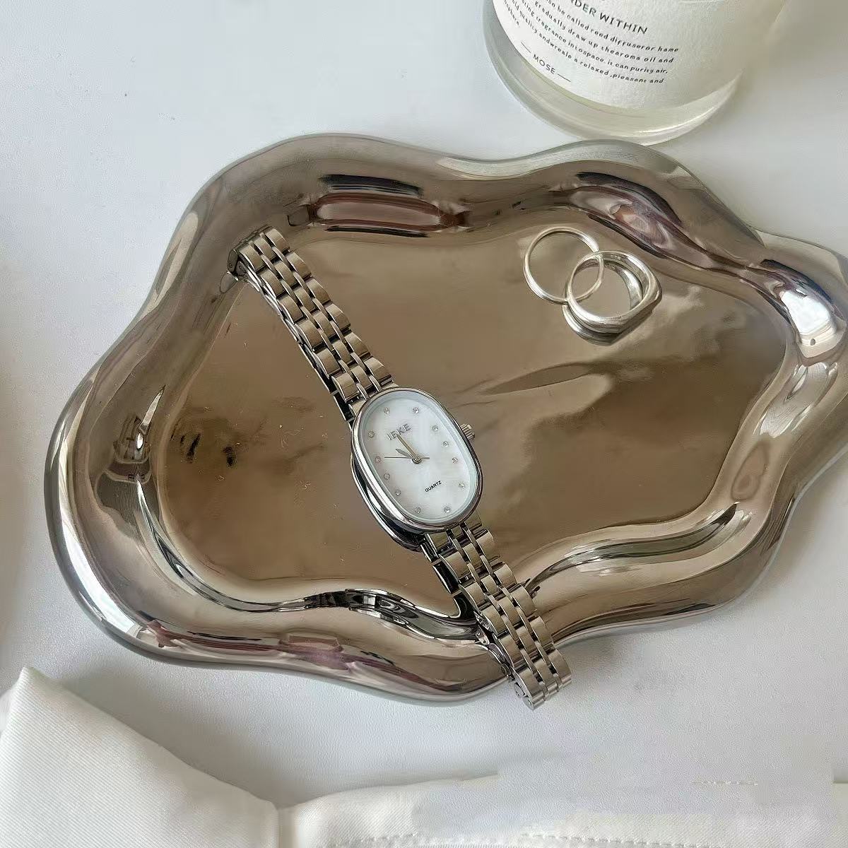 Ice Blue Fritillary Silver Quartz Watch For Women