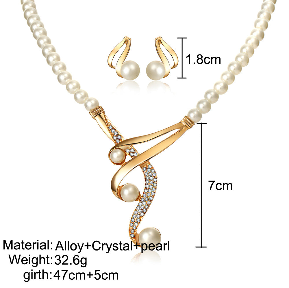 SparkShift Elegant Pearl Gold Jewelry Set