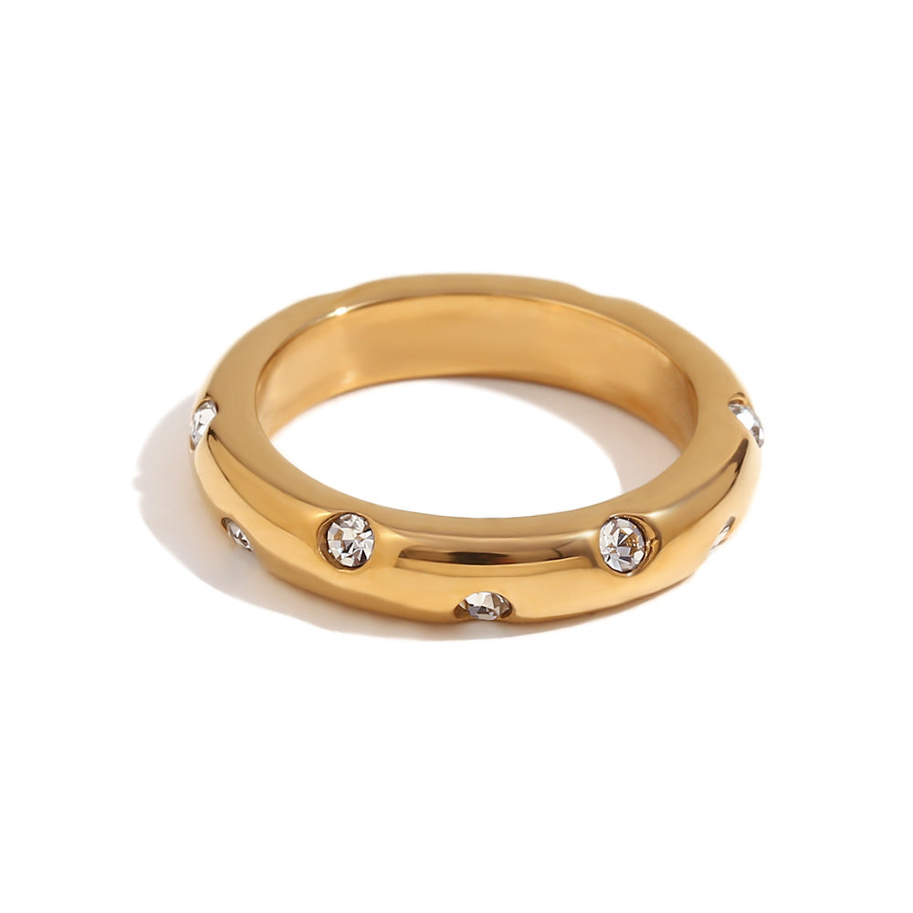 SparkShift 18K Gold Micro Inlay Round Diamond Ring
