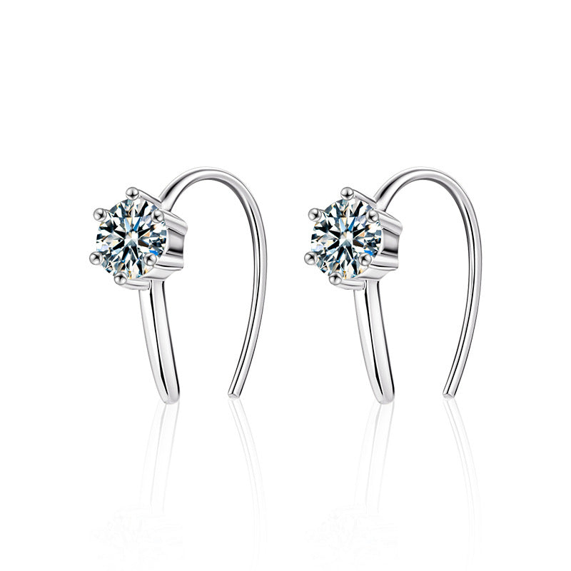 925 Silver U-Shaped Moissanite Stud Earrings