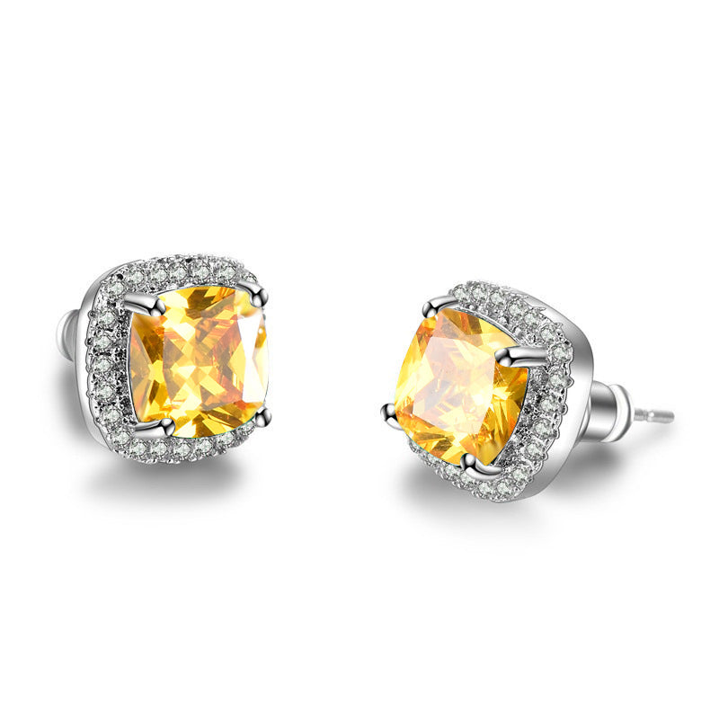 Emerald Zircon Minimalist Stud Earrings For Women