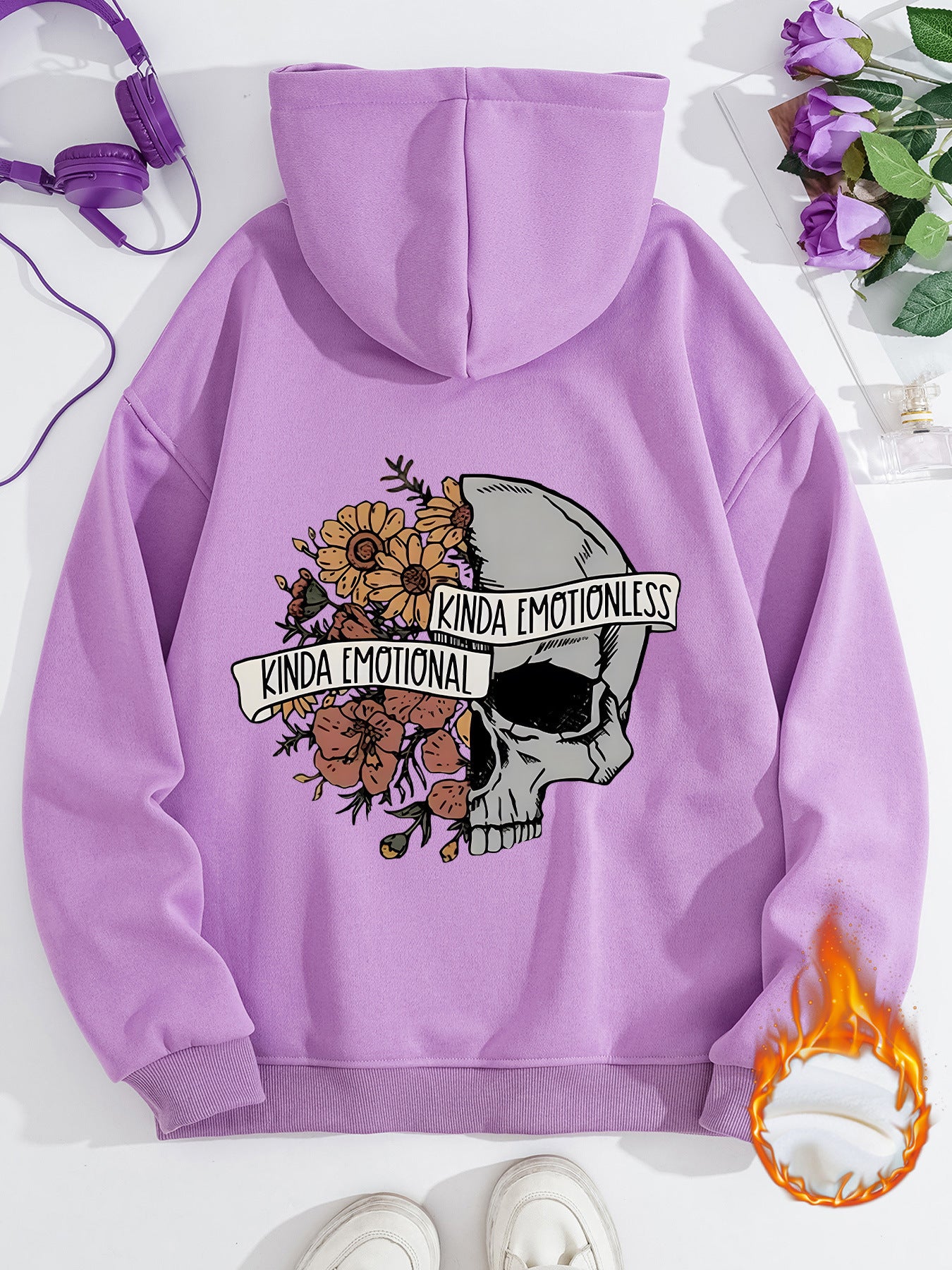 Long sleeved fleece thick hoodie skull hoodie