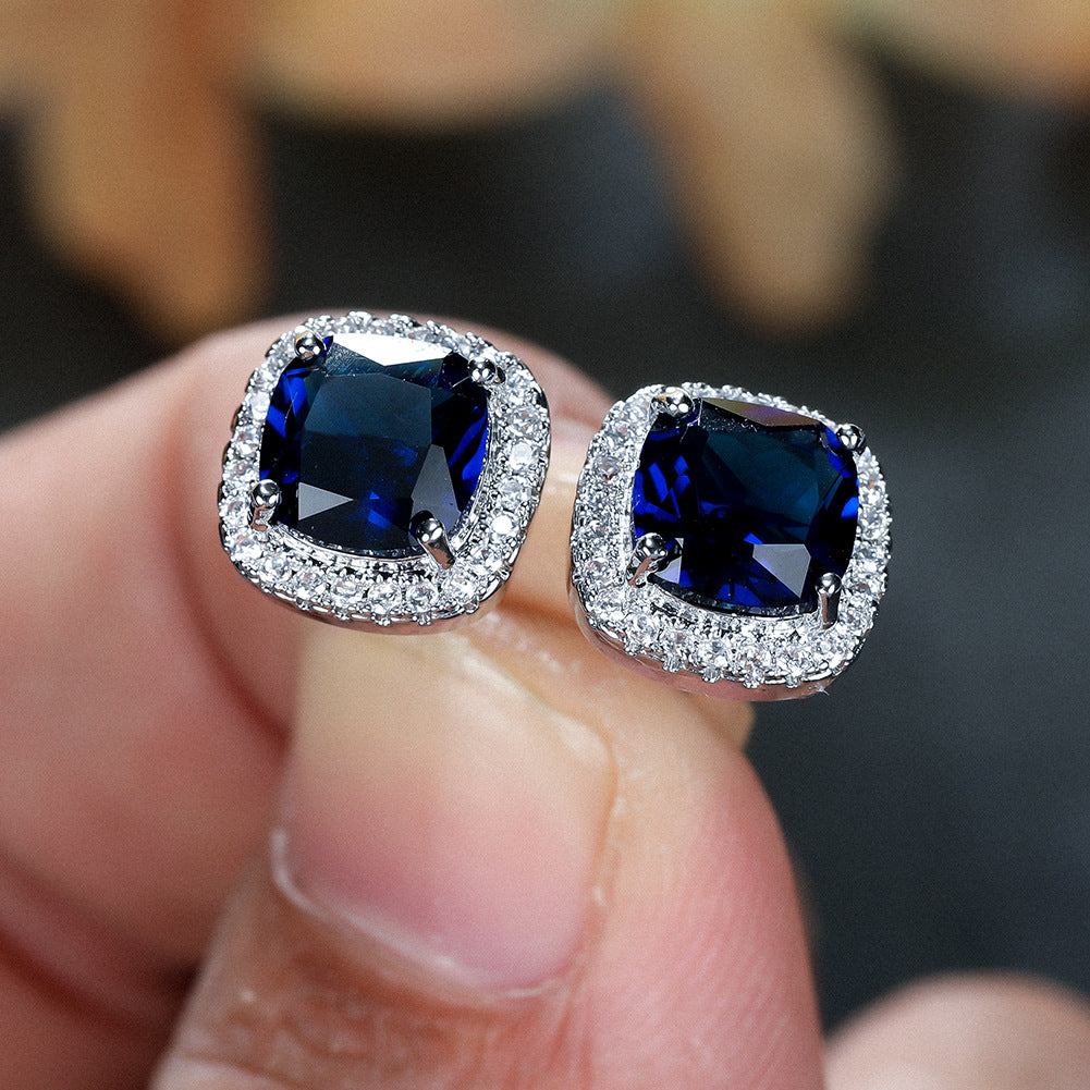 Emerald Zircon Minimalist  Stud Earrings For Women