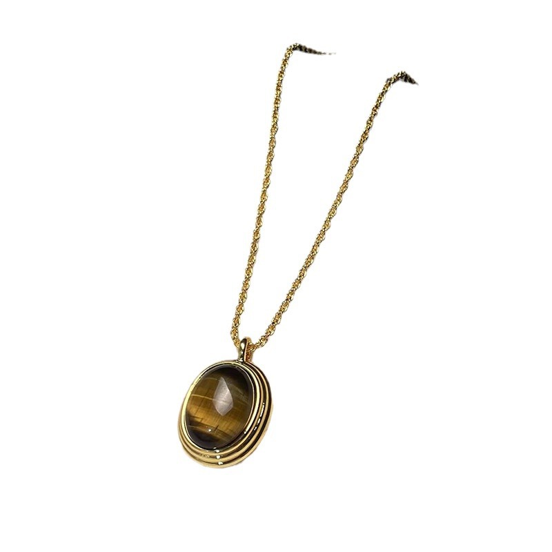 SparkShift Apex Minimal Tiger Eye Pendant Necklace