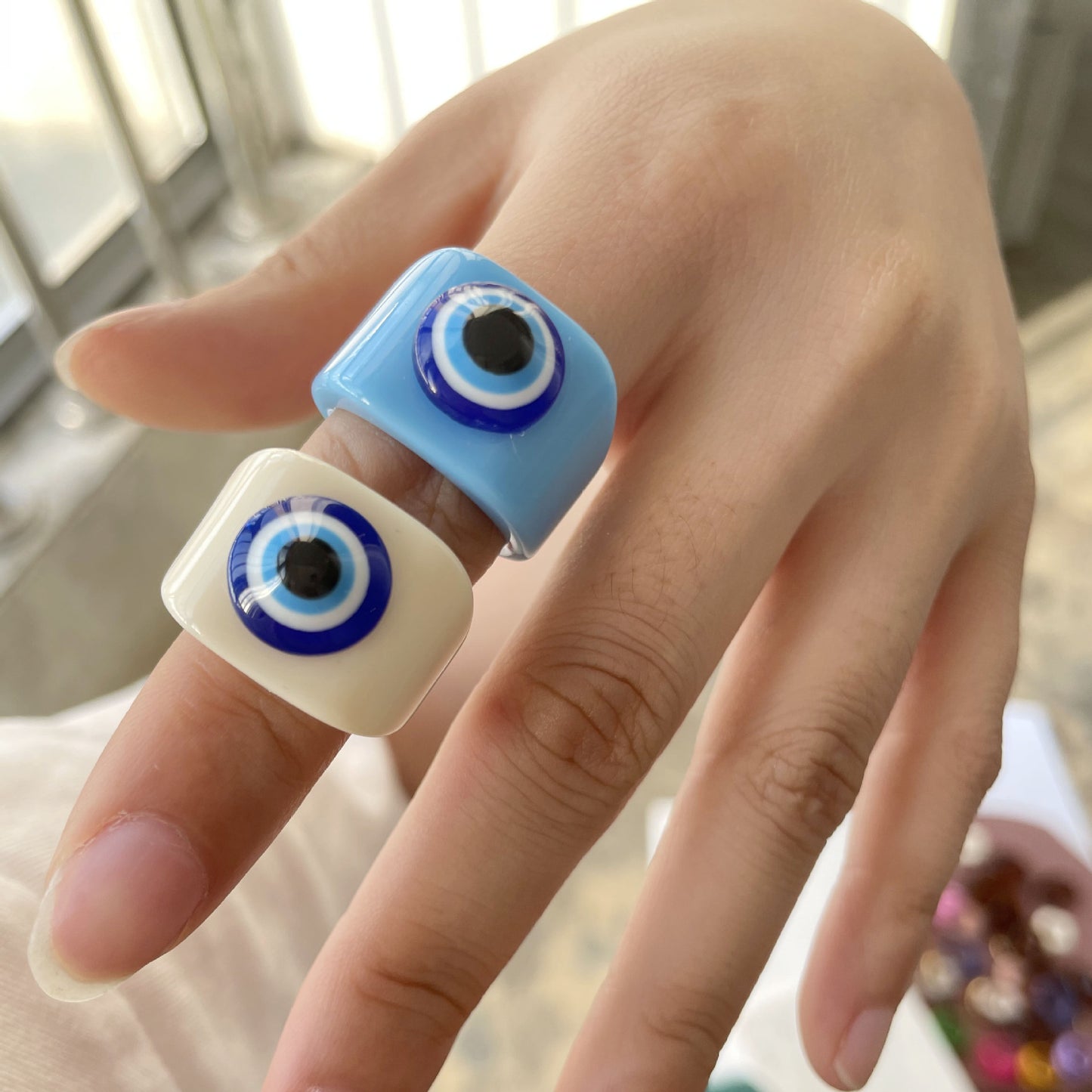 SparkShift Colorful Acrylic Evil Statement Ring