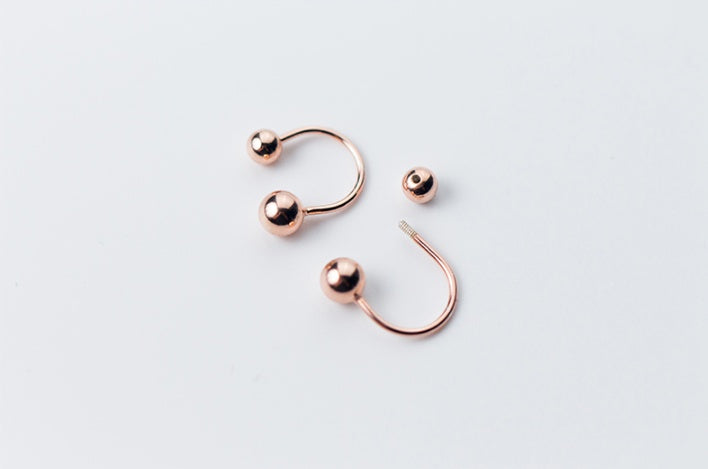 Rose Gold Bead Stud Earrings