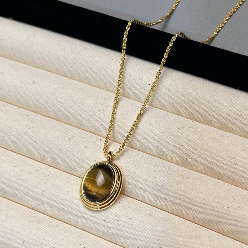 SparkShift Apex Minimal Tiger Eye Pendant Necklace