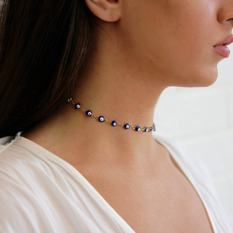 SparkShift Dainty Evil Eye Choker Necklace