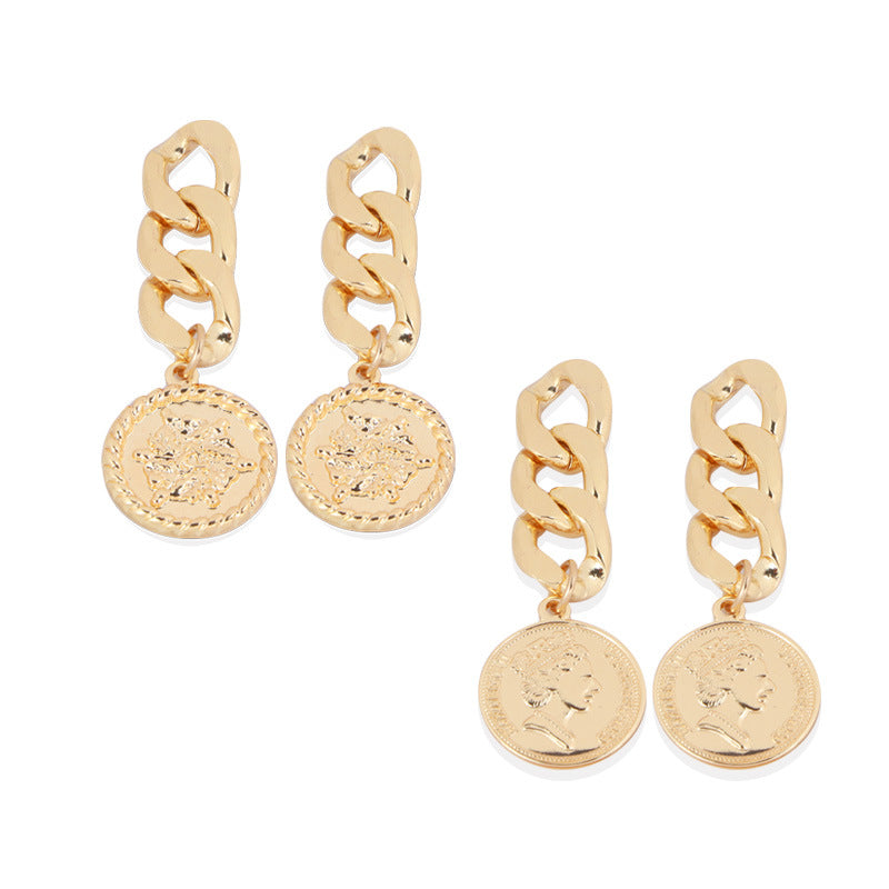 Delicate Needle Cold Wind Chain Stud Earrings