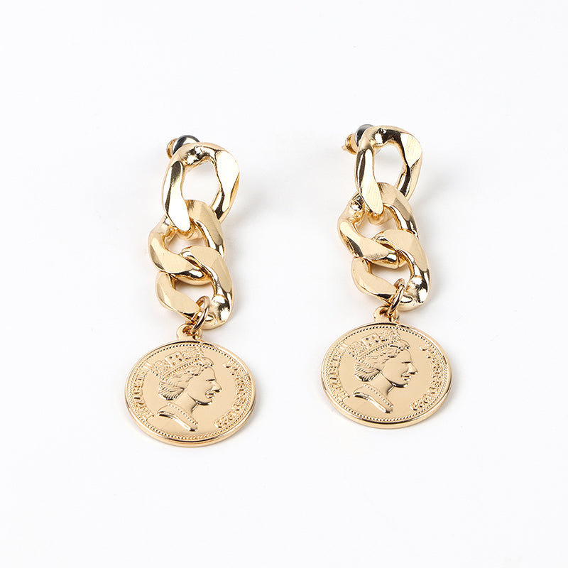 Delicate Needle Cold Wind Chain Stud Earrings