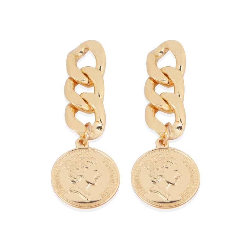 Delicate Needle Cold Wind Chain Stud Earrings