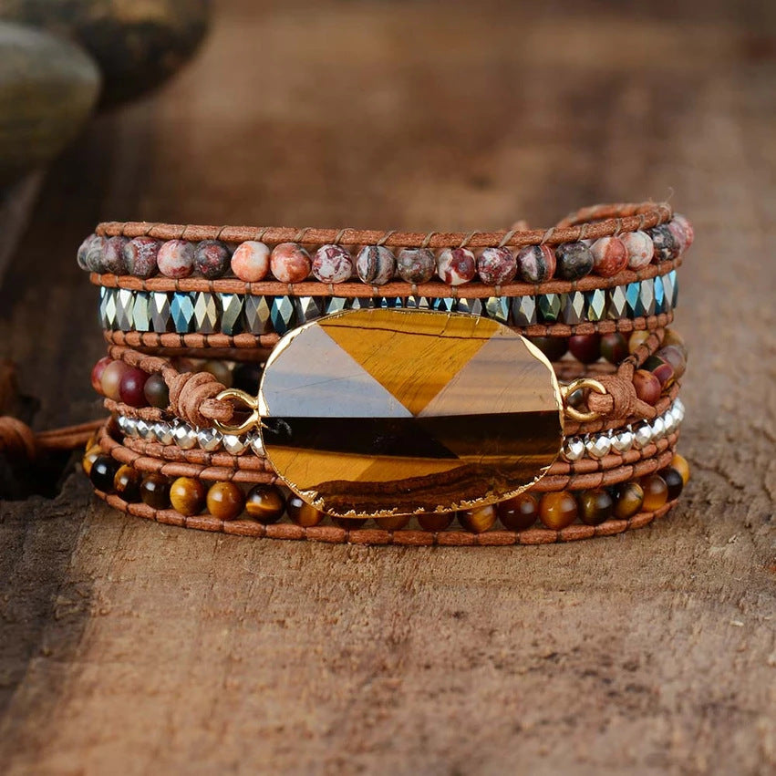 SparkShift Apex Boho Tiger Eye Wrap Bracelet