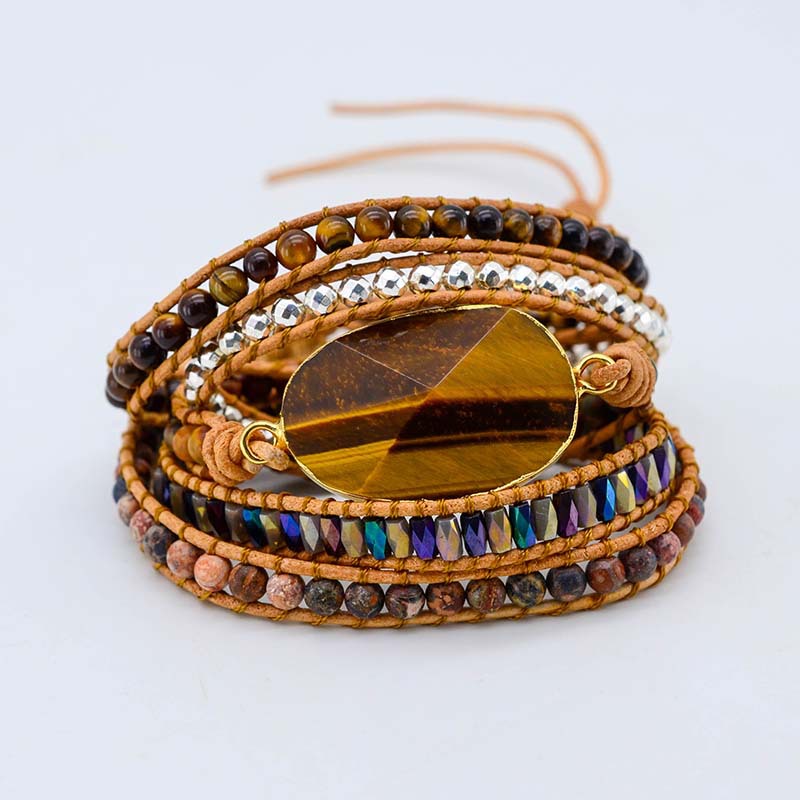 SparkShift Apex Boho Tiger Eye Wrap Bracelet