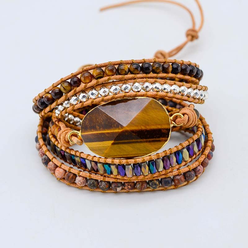 SparkShift Apex Boho Tiger Eye Wrap Bracelet