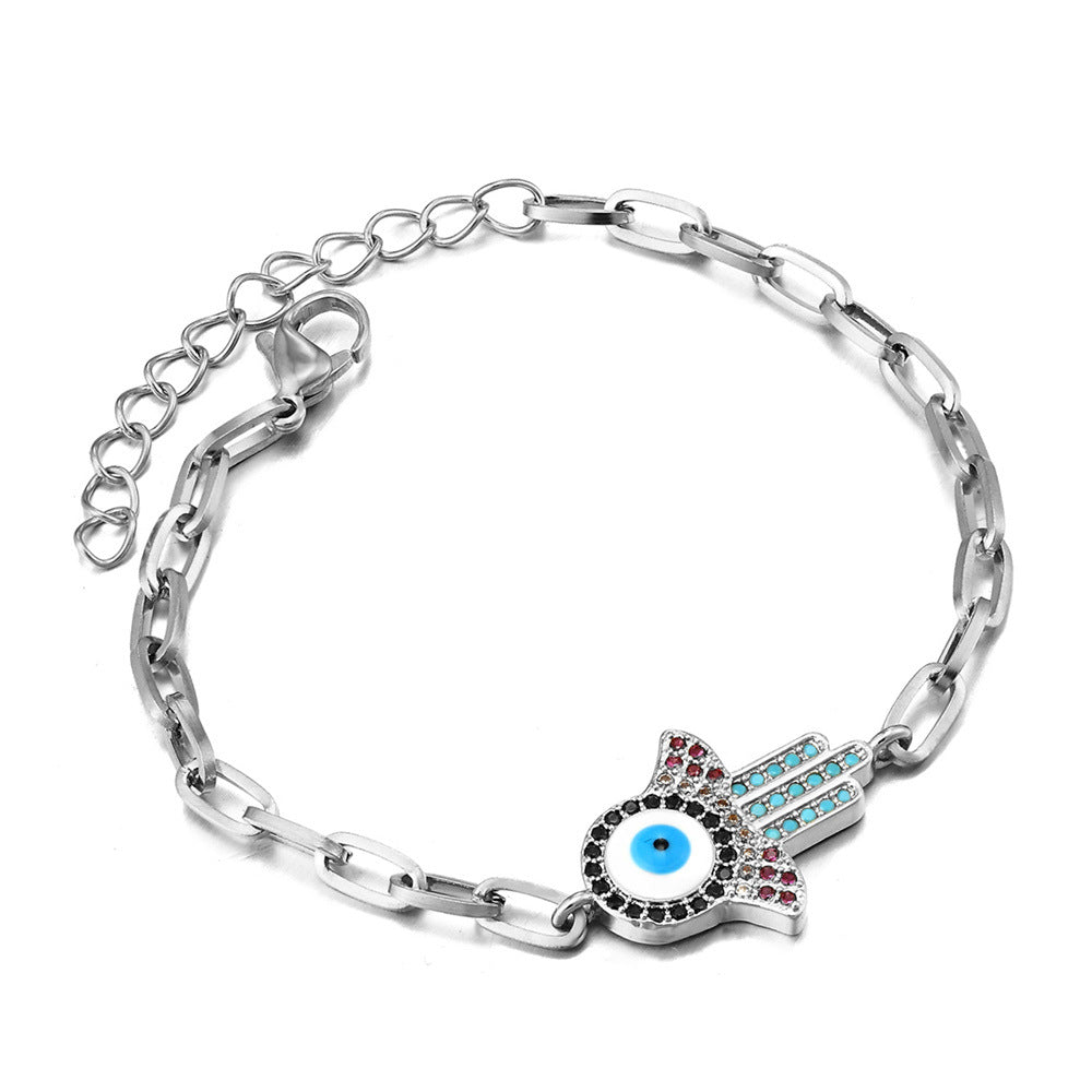 SparkShift Crystal  Evil Eye Chain Bracelet