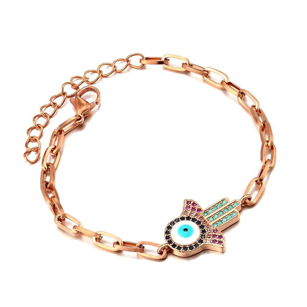 SparkShift Crystal  Evil Eye Chain Bracelet