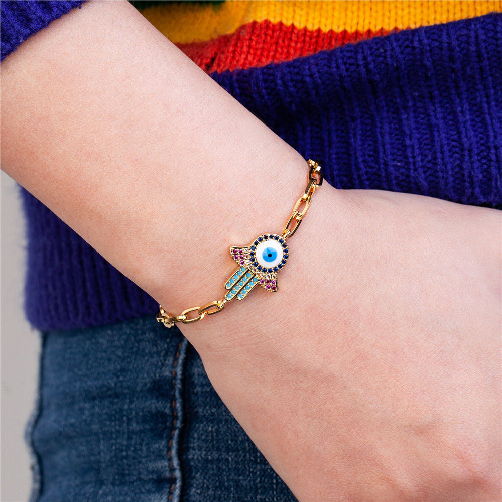 SparkShift Crystal  Evil Eye Chain Bracelet
