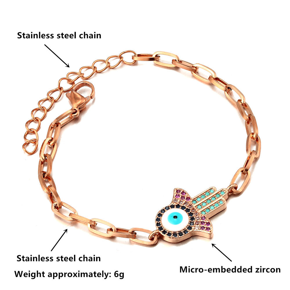 SparkShift Crystal  Evil Eye Chain Bracelet