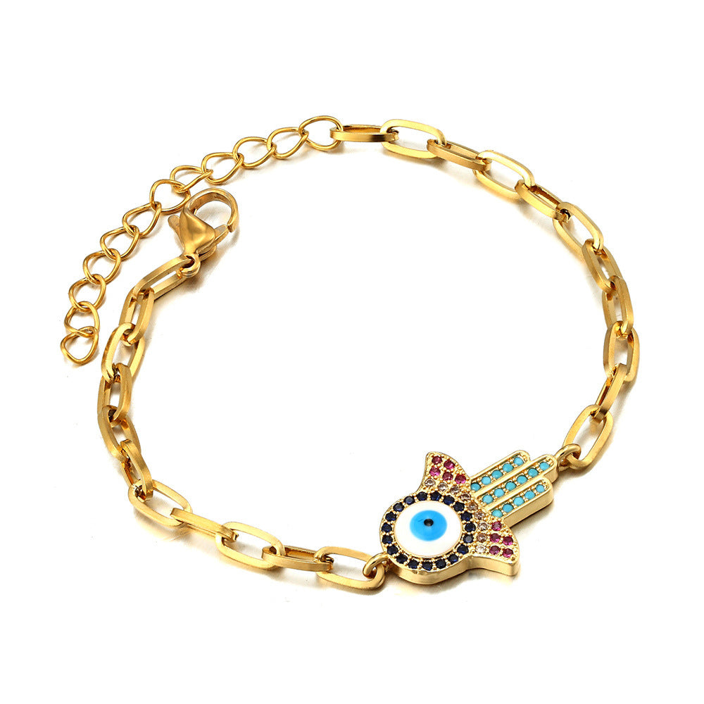 SparkShift Crystal  Evil Eye Chain Bracelet
