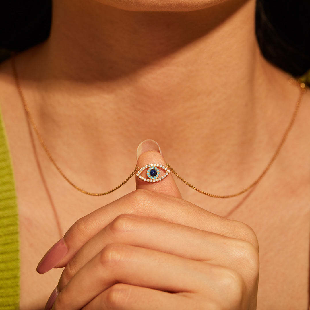 SparkShift Crystal Evil Eye Clavicle Necklace