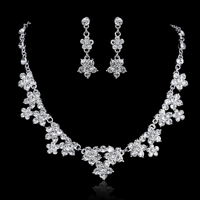 SparkShift Royal Bridal Crown Jewelry Set - Luxury Necklace, Earrigs & Tiara