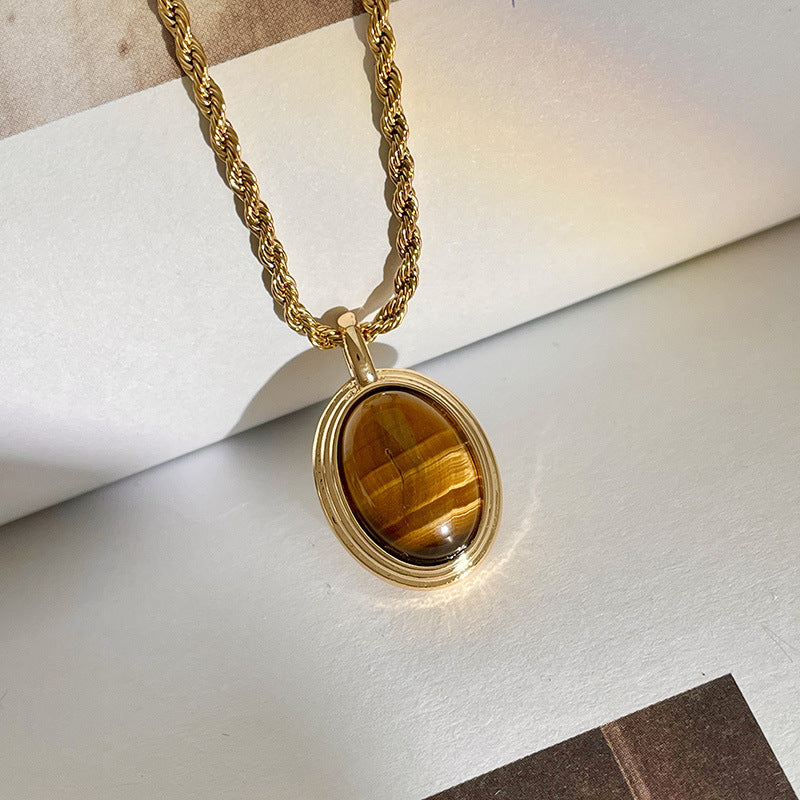 SparkShift Apex Oval Tiger Eye Pendant Necklace