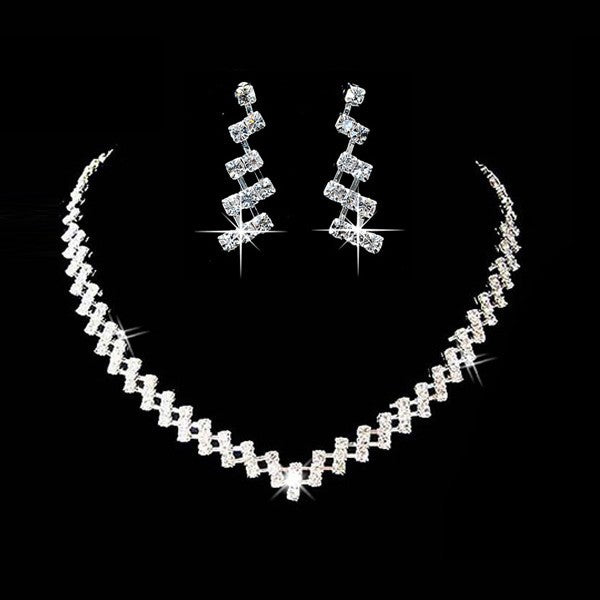 SparkShift Bridal Glow Set - Premium Rhinestone Necklace & Earrings