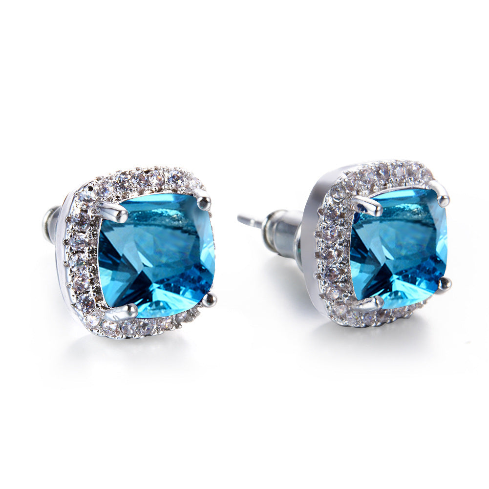 Emerald Zircon Minimalist  Stud Earrings For Women