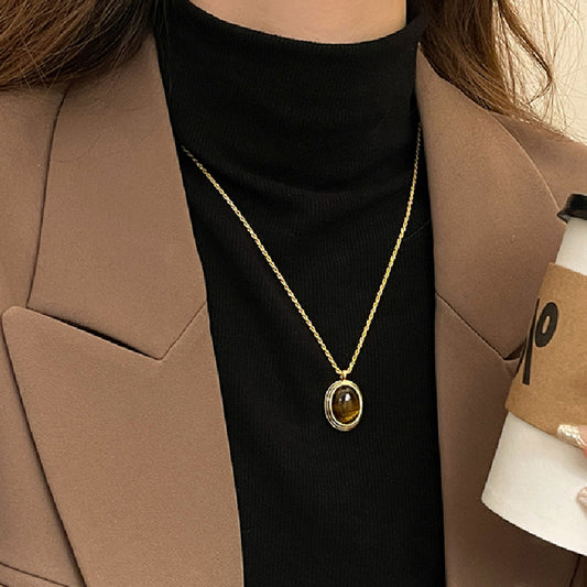 SparkShift Apex Oval Tiger Eye Pendant Necklace