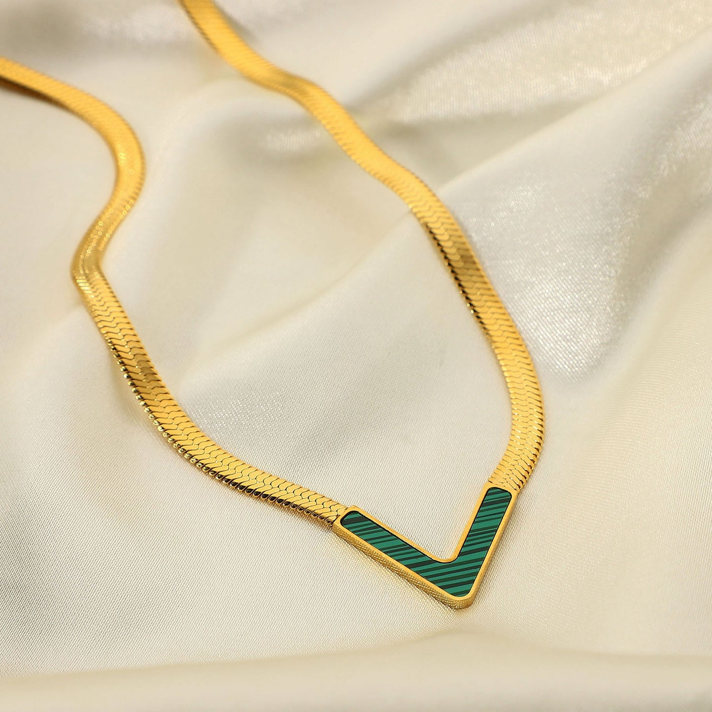 V-Shape Flat Snake Chain Necklace