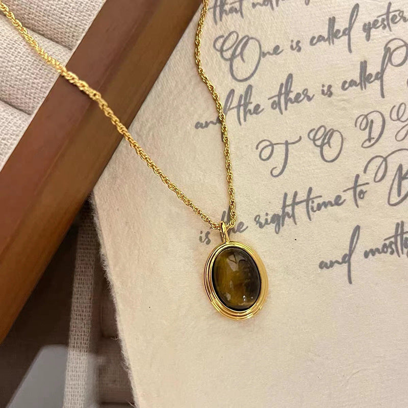 SparkShift Apex Minimal Tiger Eye Pendant Necklace