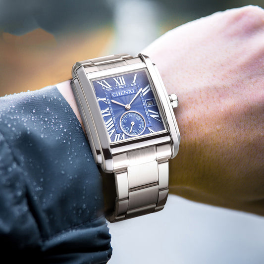 Montre homme à quartz avec bracelet carré