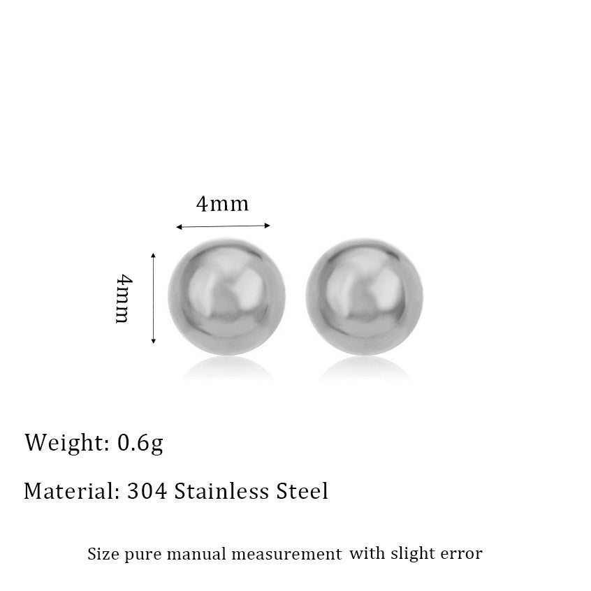 Stainless Steel 18K Ball Stud Earrings Minimalist Design Fashion All-match