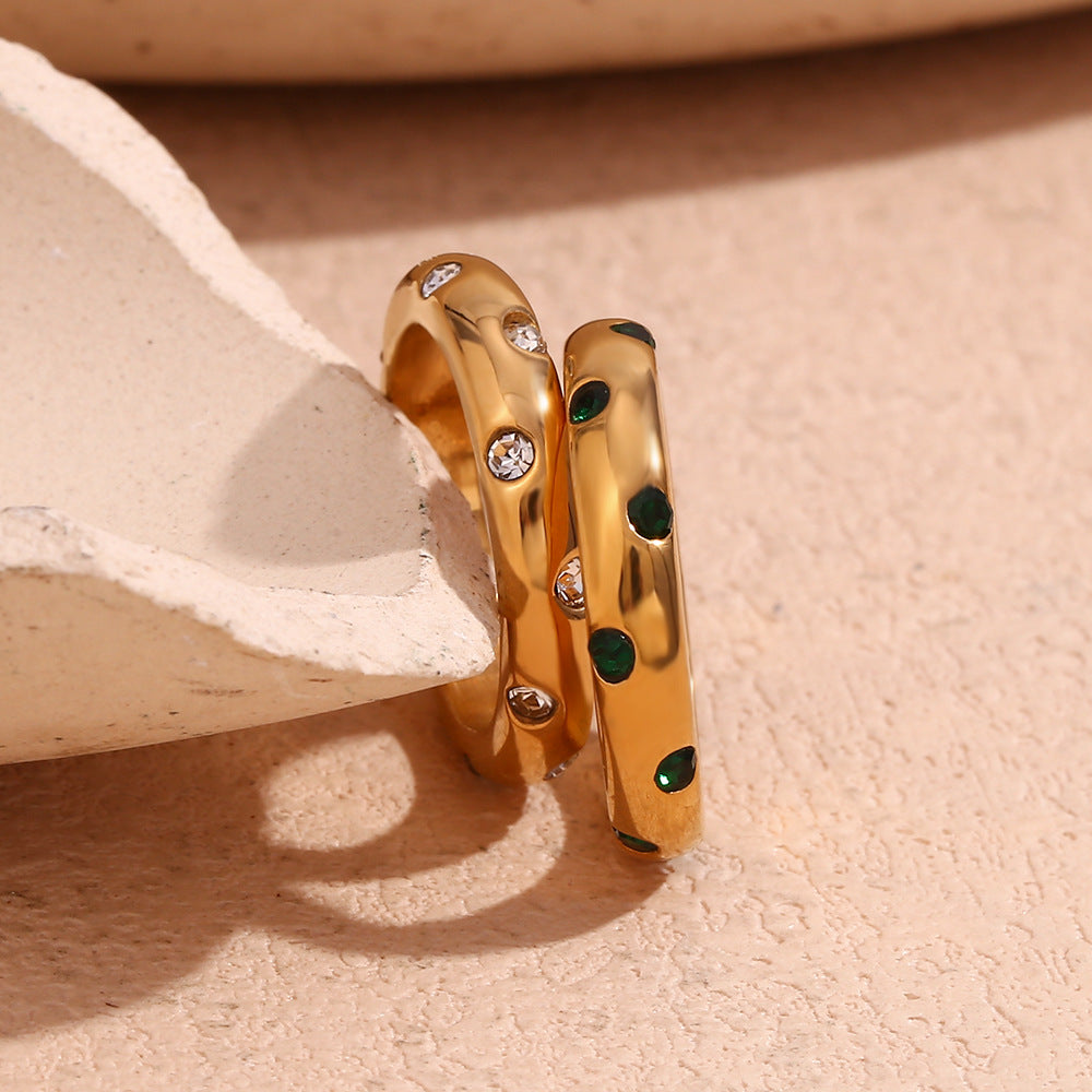 SparkShift 18K Gold Micro Inlay Round Diamond Ring