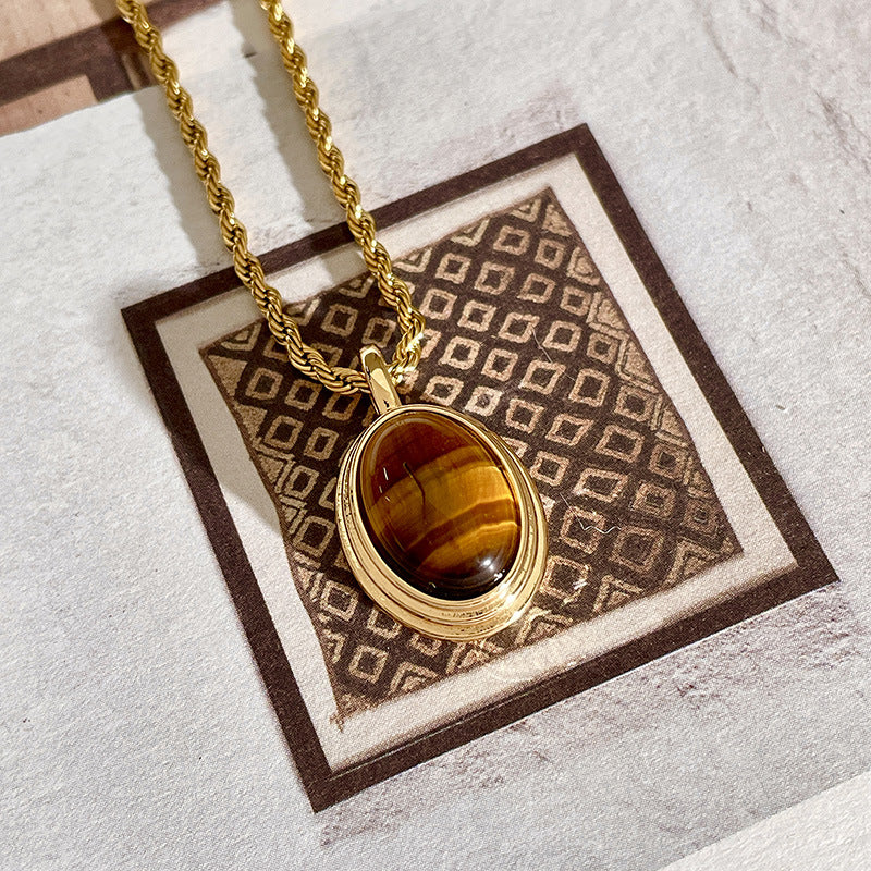 SparkShift Apex Oval Tiger Eye Pendant Necklace