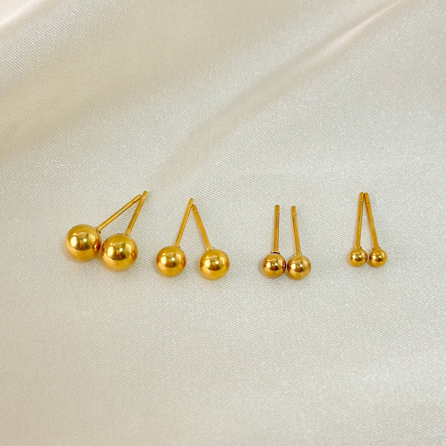 Stainless Steel 18K Ball Stud Earrings Minimalist Design Fashion All-match