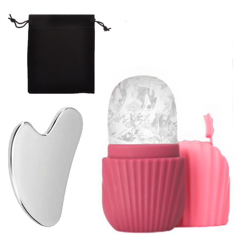 Silicone Ice Grid Scraping Plate Facial Care Tool Set with Storage Bag for Applying Ice Grid to Face