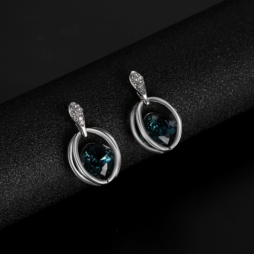 SparkShift Ocean Blue Crystal Jewelry Set - Luxury Necklace & Earrings
