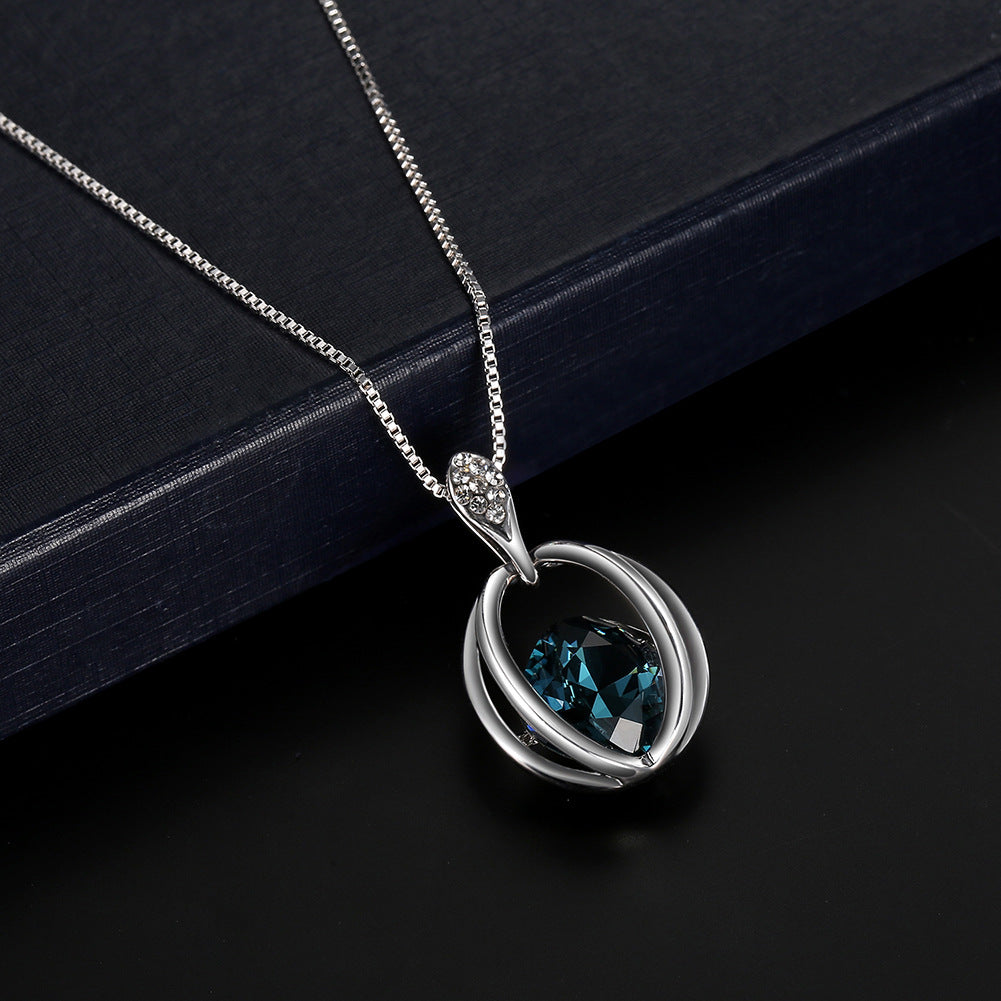 SparkShift Ocean Blue Crystal Jewelry Set - Luxury Necklace & Earrings