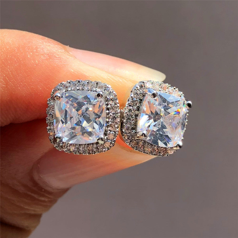 Emerald Zircon Minimalist  Stud Earrings For Women