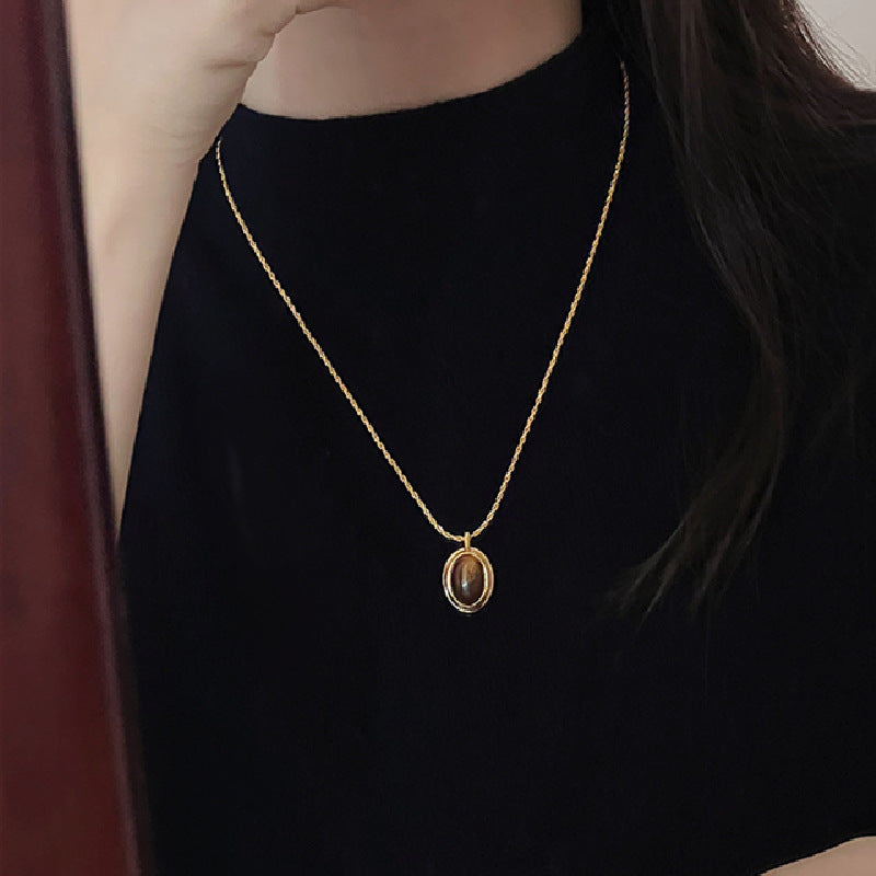 SparkShift Apex Oval Tiger Eye Pendant Necklace