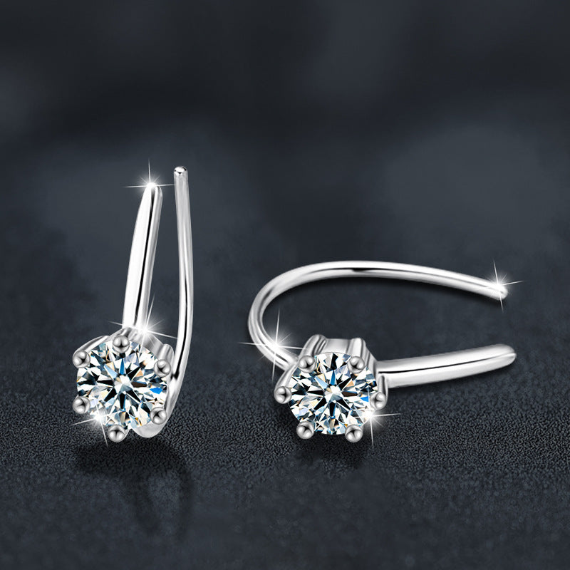 925 Silver U-Shaped Moissanite Stud Earrings