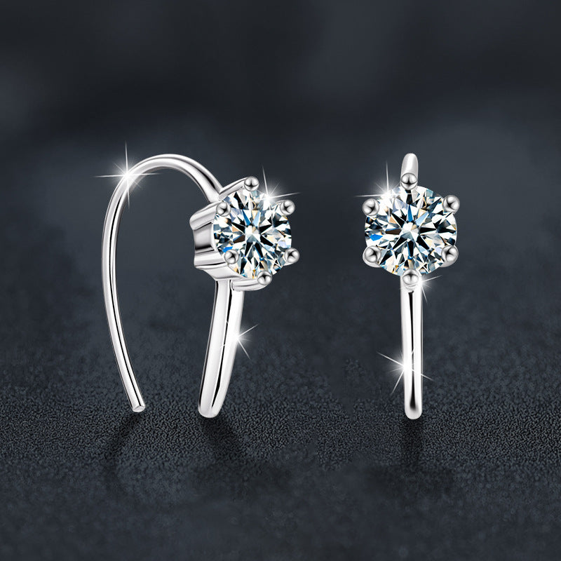 925 Silver U-Shaped Moissanite Stud Earrings
