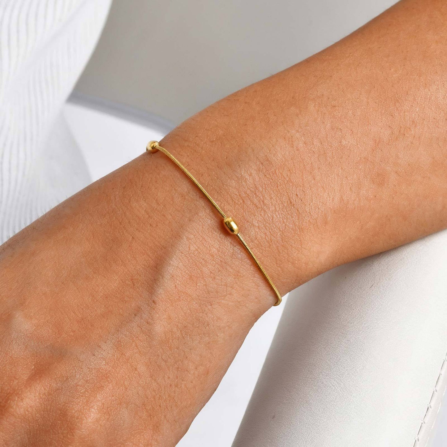 Minimalist Rice Bead Snake Chain Necklace