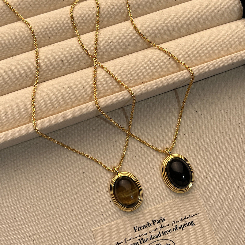 SparkShift Apex Minimal Tiger Eye Pendant Necklace