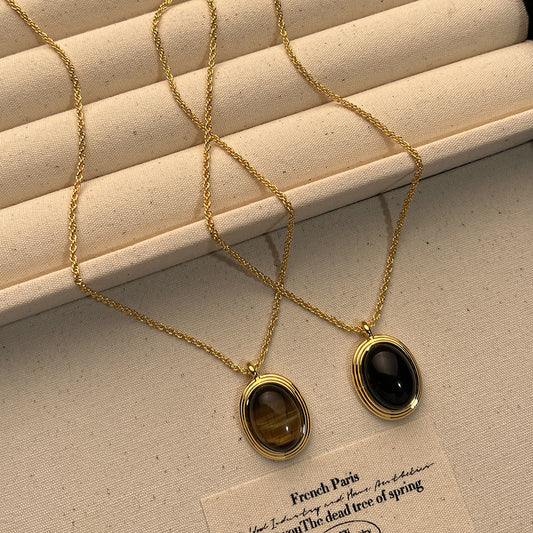 SparkShift Apex Minimal Tiger Eye Pendant Necklace