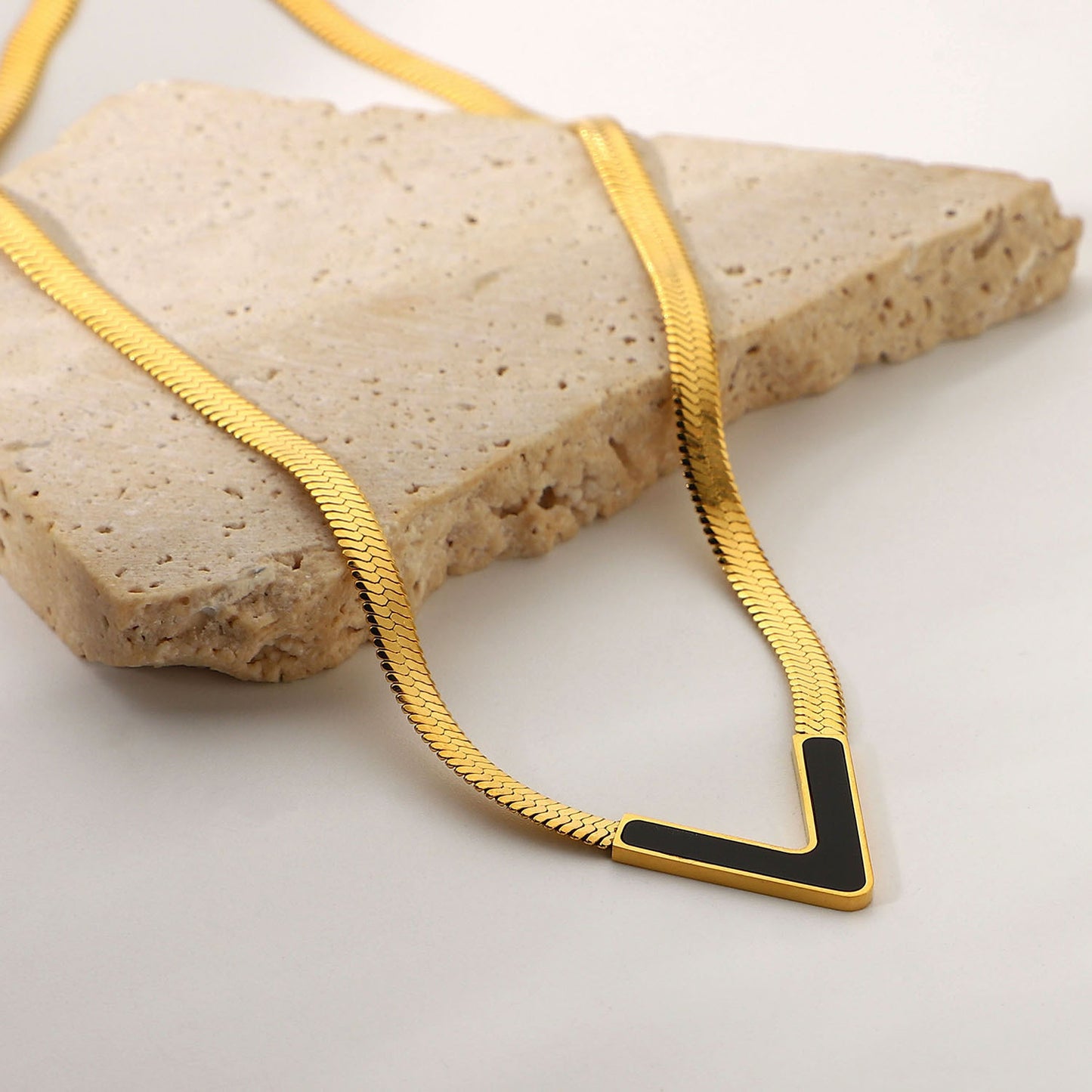 V-Shape Flat Snake Chain Necklace