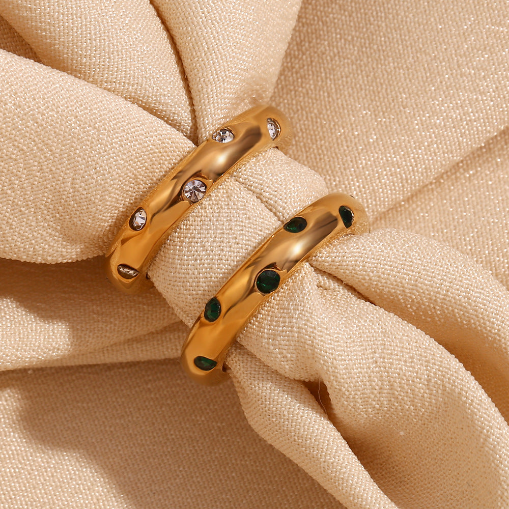 SparkShift 18K Gold Micro Inlay Round Diamond Ring