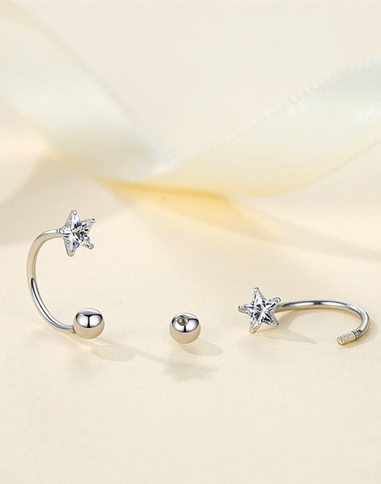 Minimalist Star Sterling Silver Stud Earrings